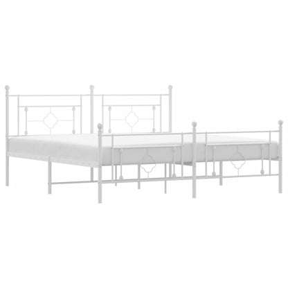 Metal Bed Frame without Mattress with Footboard with Headboard & Footboard White 183 cm 213 cm