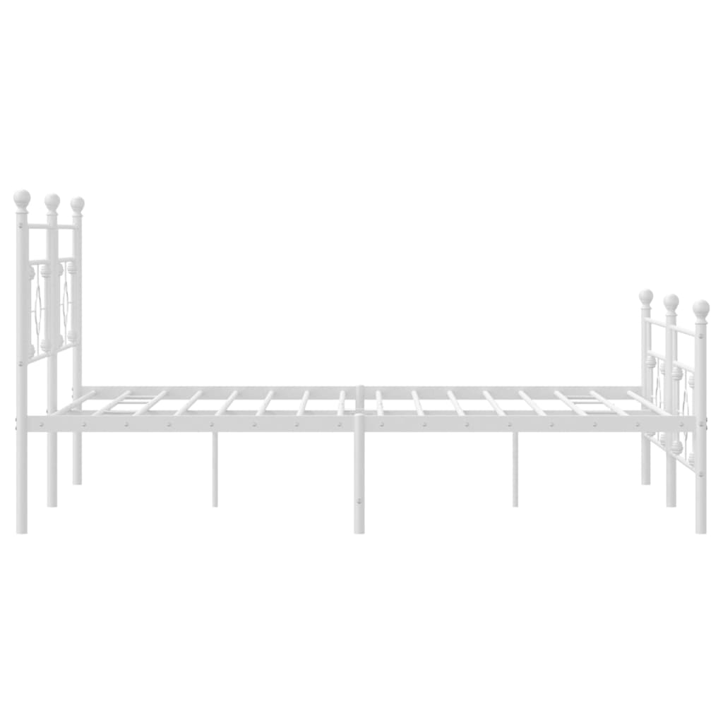 Metal Bed Frame without Mattress with Footboard with Headboard & Footboard White 183 cm 213 cm