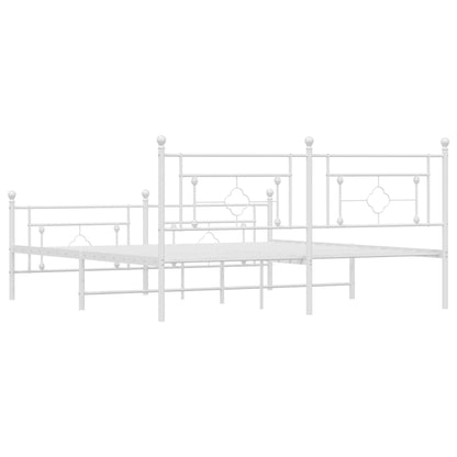 Metal Bed Frame without Mattress with Footboard with Headboard & Footboard White 183 cm 213 cm