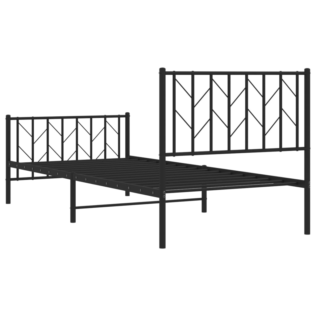 Metal Bed Frame without Mattress with Footboard with Headboard & Footboard Black 90 cm 200 cm