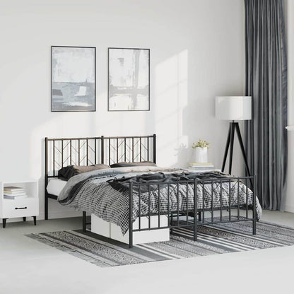 Metal Bed Frame without Mattress with Footboard with Headboard & Footboard Black 150 cm 200 cm