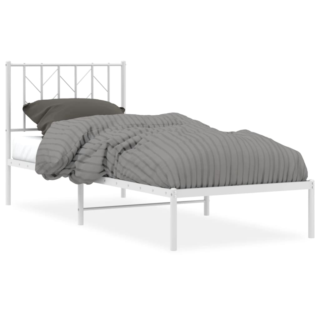 Metal Bed Frame without Mattress with Headboard White 80 cm 200 cm