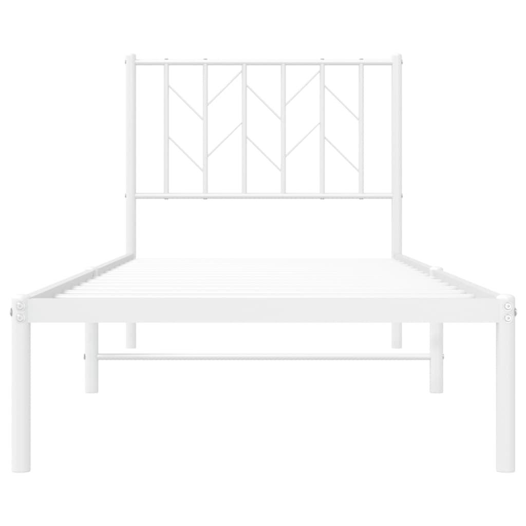 Metal Bed Frame without Mattress with Headboard White 80 cm 200 cm