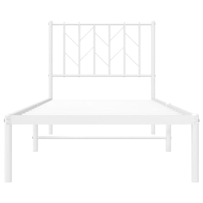 Metal Bed Frame without Mattress with Headboard White 80 cm 200 cm