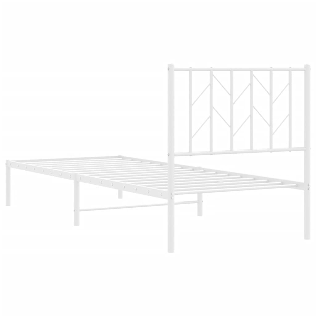 Metal Bed Frame without Mattress with Headboard White 80 cm 200 cm