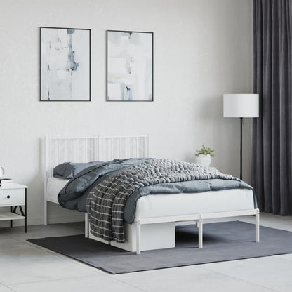 Metal Bed Frame without Mattress with Headboard White 120 cm 190 cm