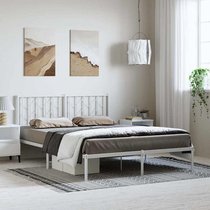 Metal Bed Frame without Mattress with Headboard White 193 cm 203 cm