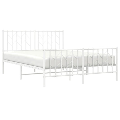 Metal Bed Frame without Mattress with Footboard with Headboard & Footboard White 140 cm 190 cm