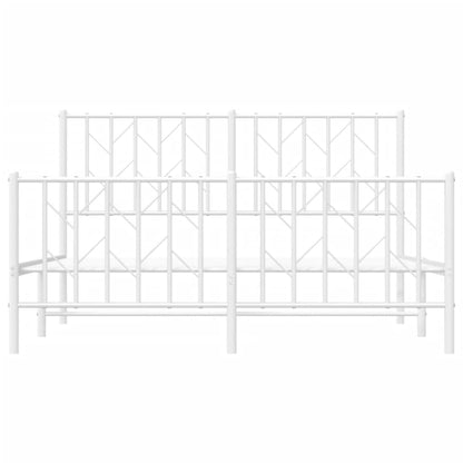 Metal Bed Frame without Mattress with Footboard with Headboard & Footboard White 140 cm 190 cm
