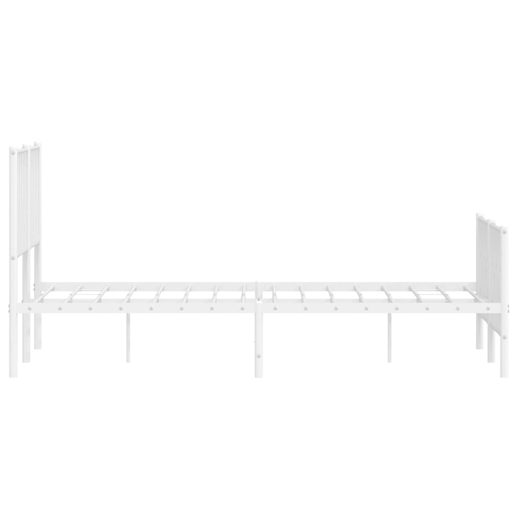 Metal Bed Frame without Mattress with Footboard with Headboard & Footboard White 140 cm 190 cm