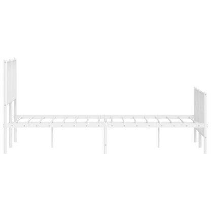 Metal Bed Frame without Mattress with Footboard with Headboard & Footboard White 140 cm 190 cm