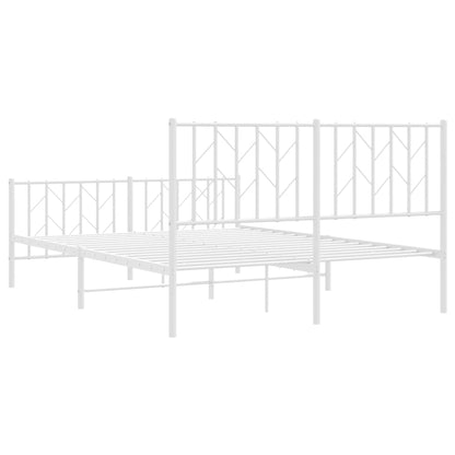 Metal Bed Frame without Mattress with Footboard with Headboard & Footboard White 140 cm 190 cm