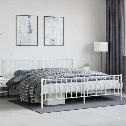 Metal Bed Frame without Mattress with Footboard with Headboard & Footboard White 200 cm 200 cm