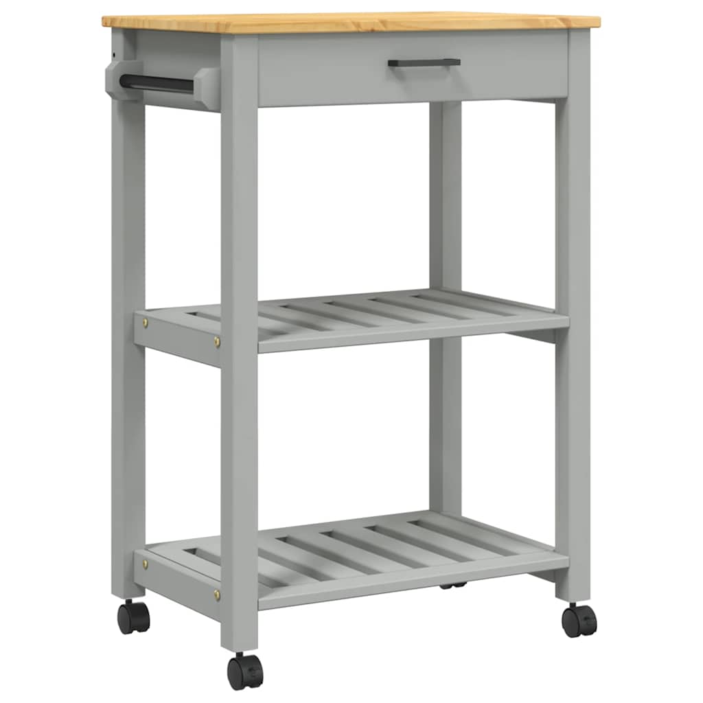 Kitchen Trolley MONZA Solid Pine Wood Grey 60 x 40 x 88.5 cm