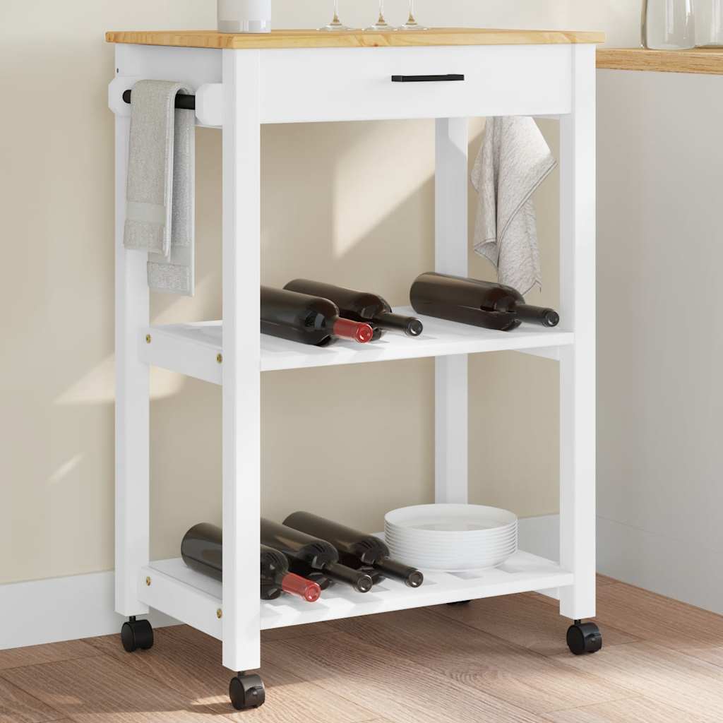 Kitchen Trolley MONZA Solid Pine Wood White 60 x 40 x 88.5 cm
