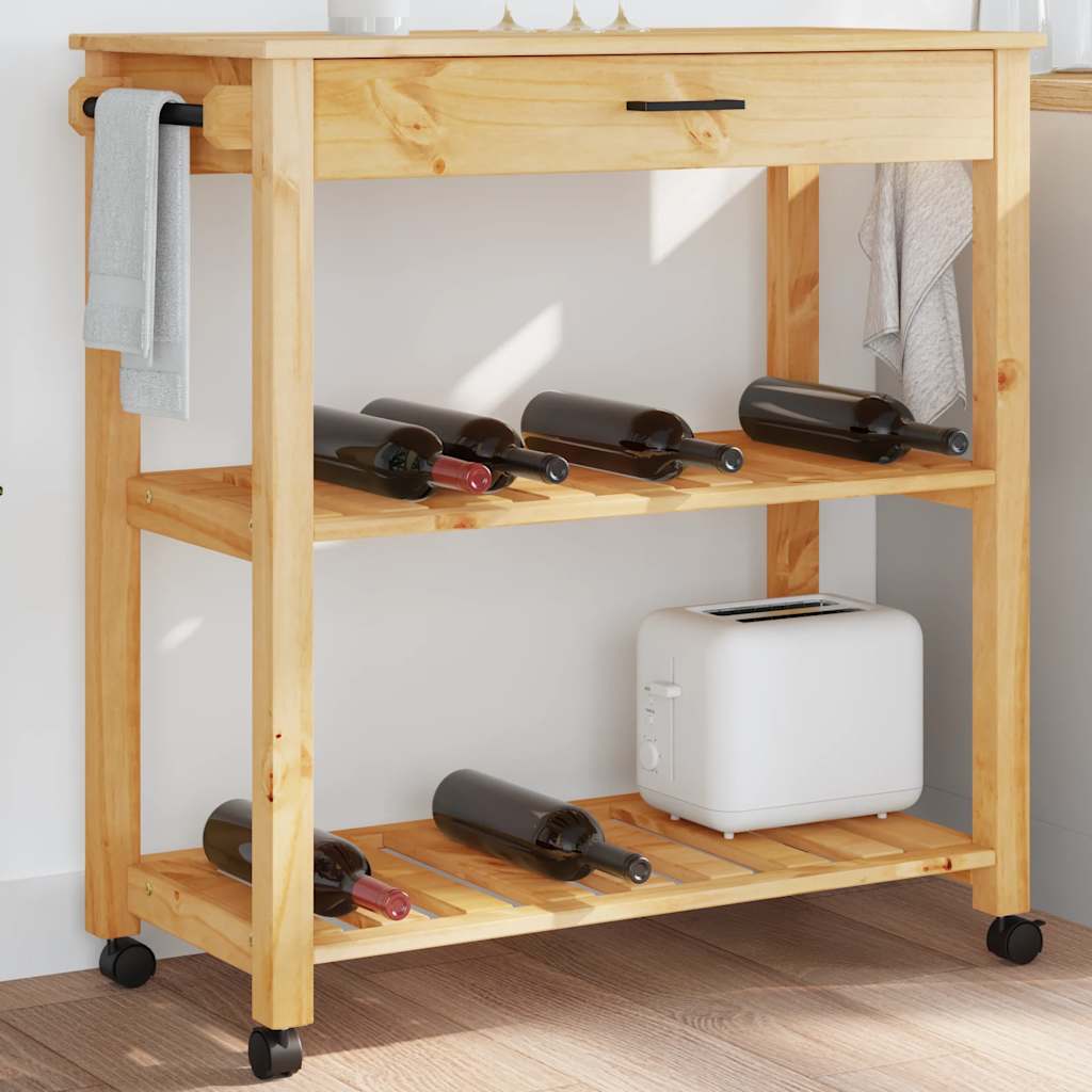 Kitchen Trolley MONZA Solid Pine Wood Brown 84 x 40 x 88.5 cm