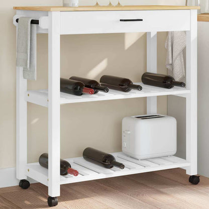 Kitchen Trolley MONZA Solid Pine Wood White 84 x 40 x 88.5 cm
