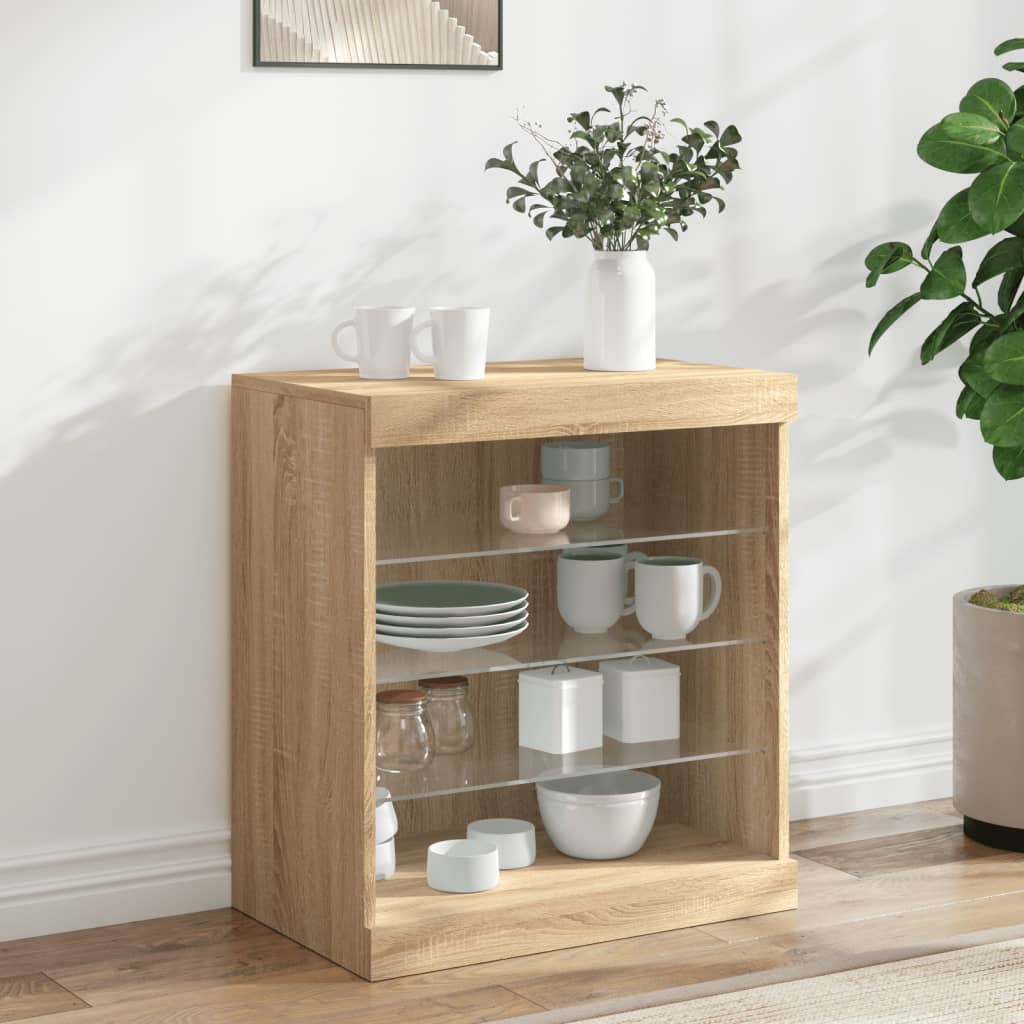 Sideboard with LED Lights 60,5x37x67 cm Sonoma oak