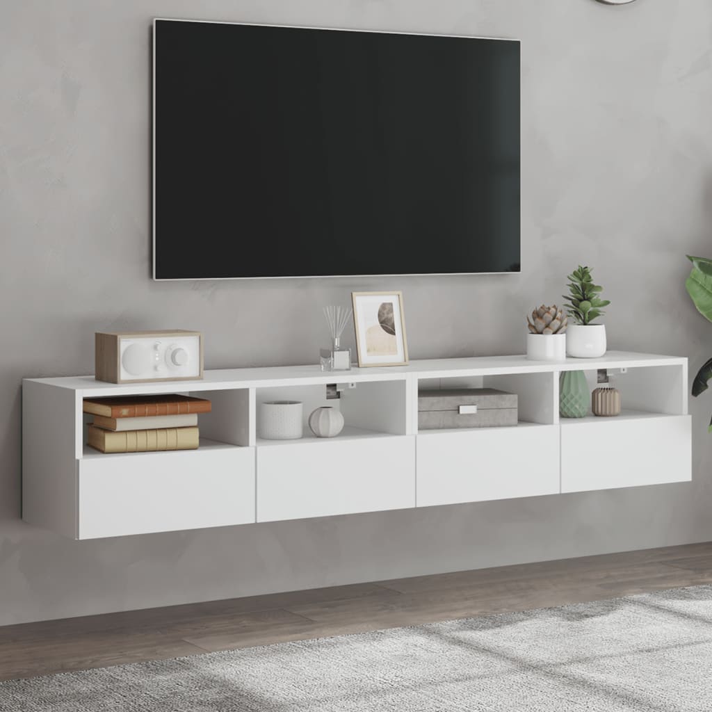 TV Wall Cabinets 80x30x30 cm Engineered Wood 2 pcs White