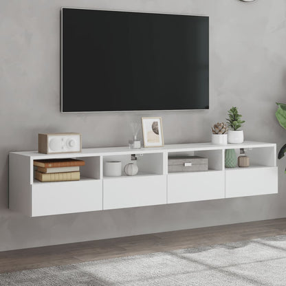 TV Wall Cabinets 80x30x30 cm Engineered Wood 2 pcs White