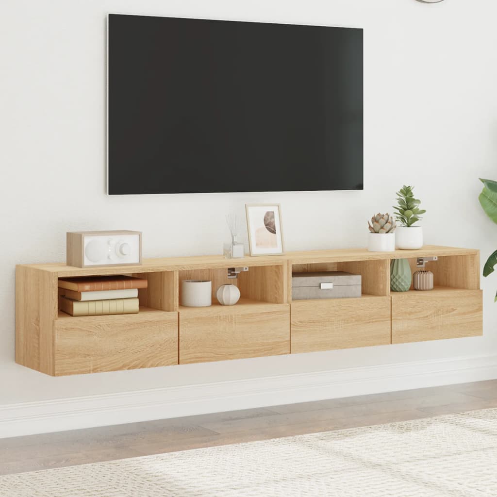 TV Wall Cabinets 80x30x30 cm Engineered Wood 2 pcs Sonoma oak