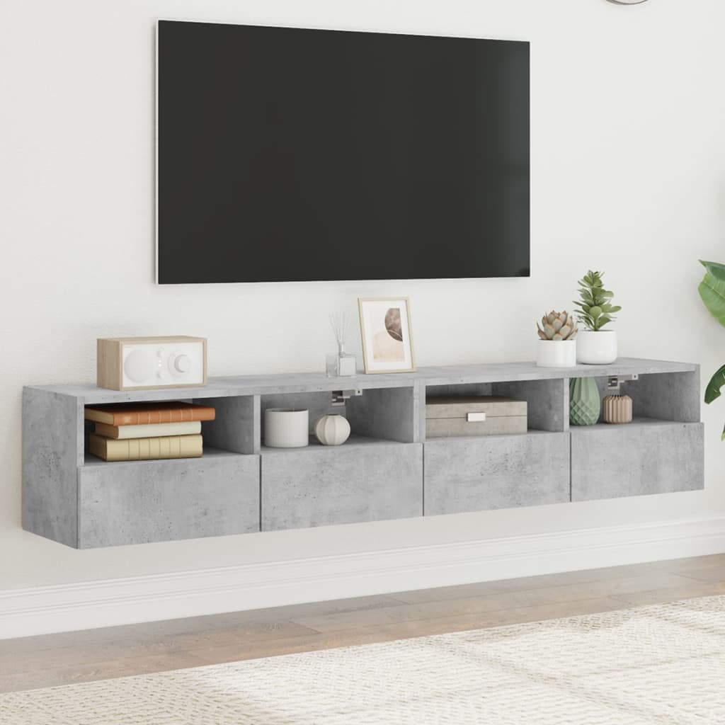 TV Wall Cabinets 80x30x30 cm Engineered Wood 2 pcs Concrete grey