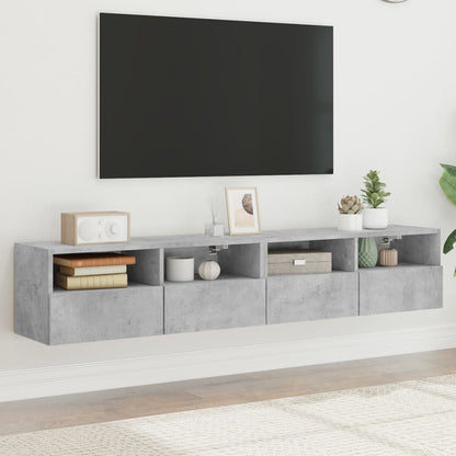 TV Wall Cabinets 80x30x30 cm Engineered Wood 2 pcs Concrete grey