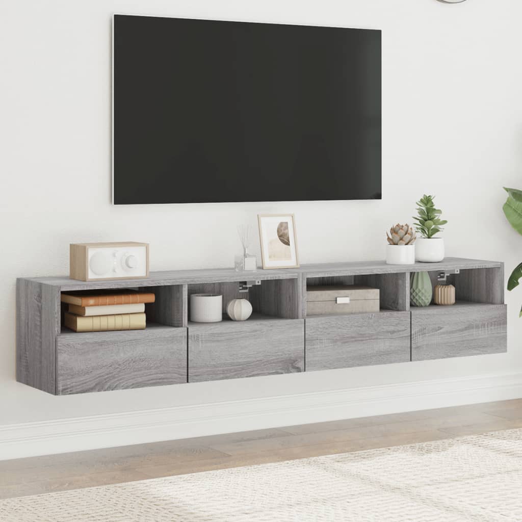 TV Wall Cabinets 80x30x30 cm Engineered Wood 2 pcs Grey sonoma