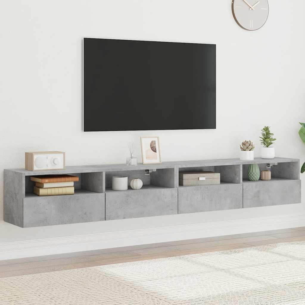 TV Wall Cabinets 100x30x30 cm Engineered Wood 2 pcs Concrete grey