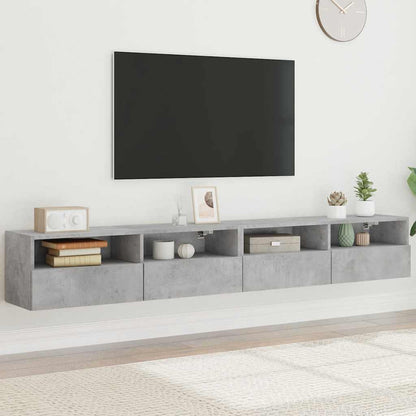 TV Wall Cabinets 100x30x30 cm Engineered Wood 2 pcs Concrete grey