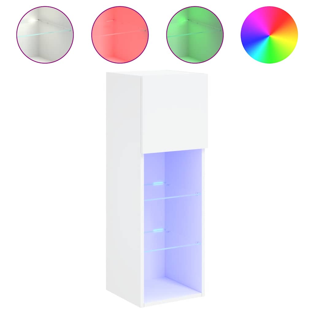TV Cabinet with LED Lights 30.5x30x90 cm White