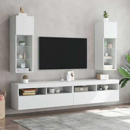 TV Cabinet with LED Lights 30.5x30x90 cm White