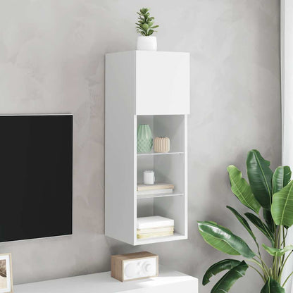 TV Cabinet with LED Lights 30.5x30x90 cm White