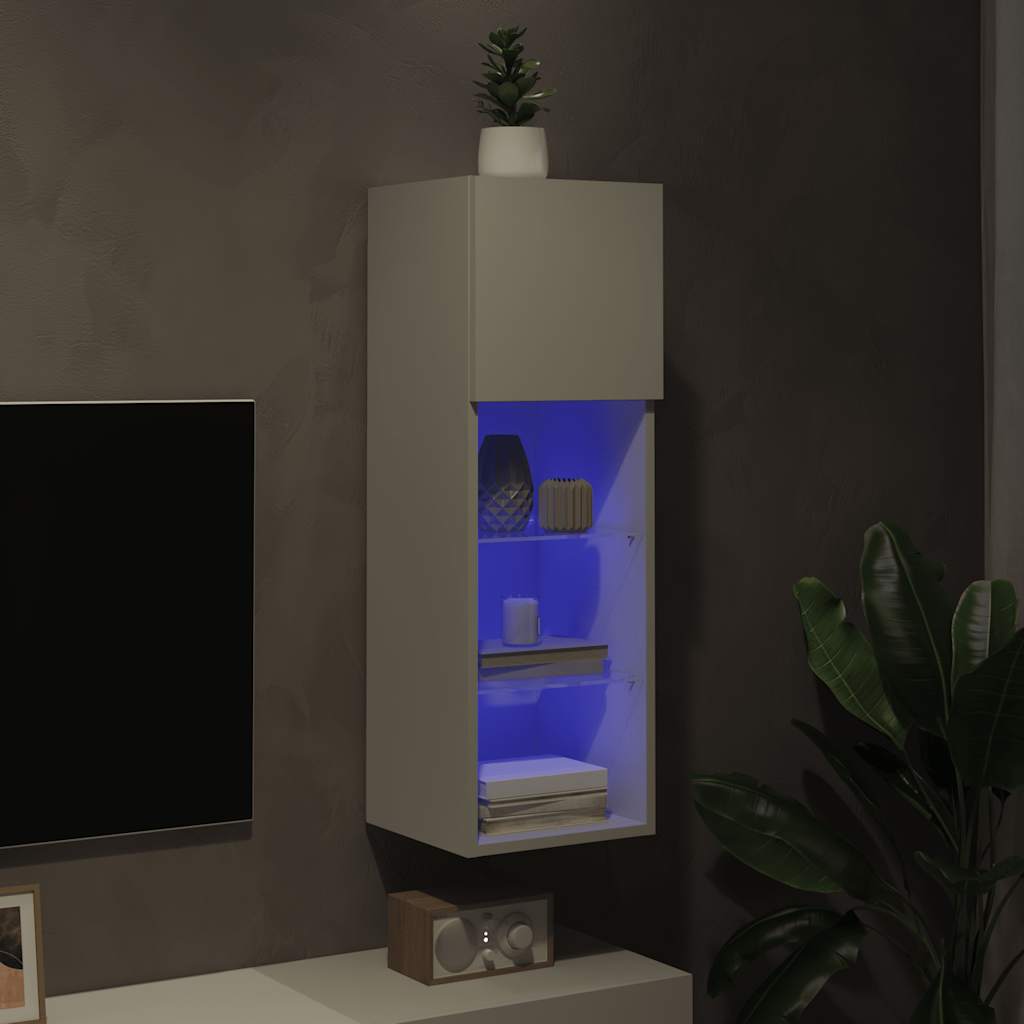 TV Cabinet with LED Lights 30.5x30x90 cm White