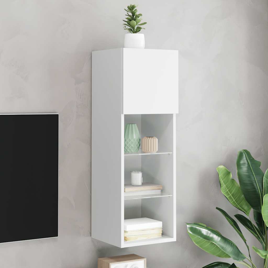 TV Cabinet with LED Lights 30.5x30x90 cm White
