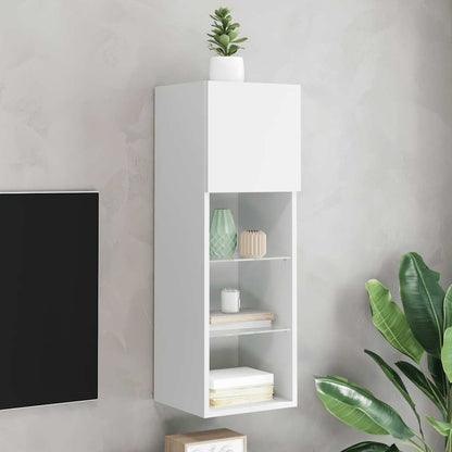 TV Cabinet with LED Lights 30.5x30x90 cm White