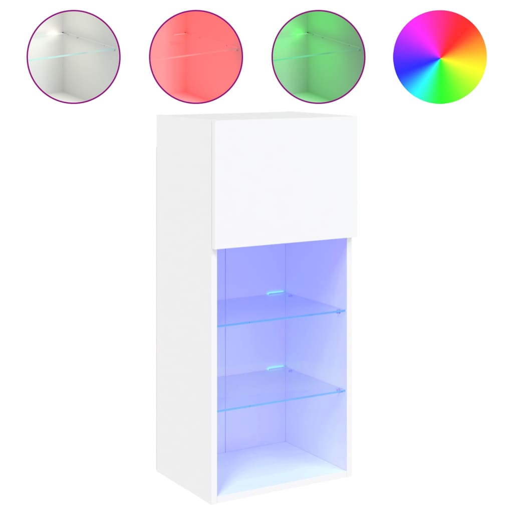 TV Cabinet with LED Lights 40.5x30x90 cm White