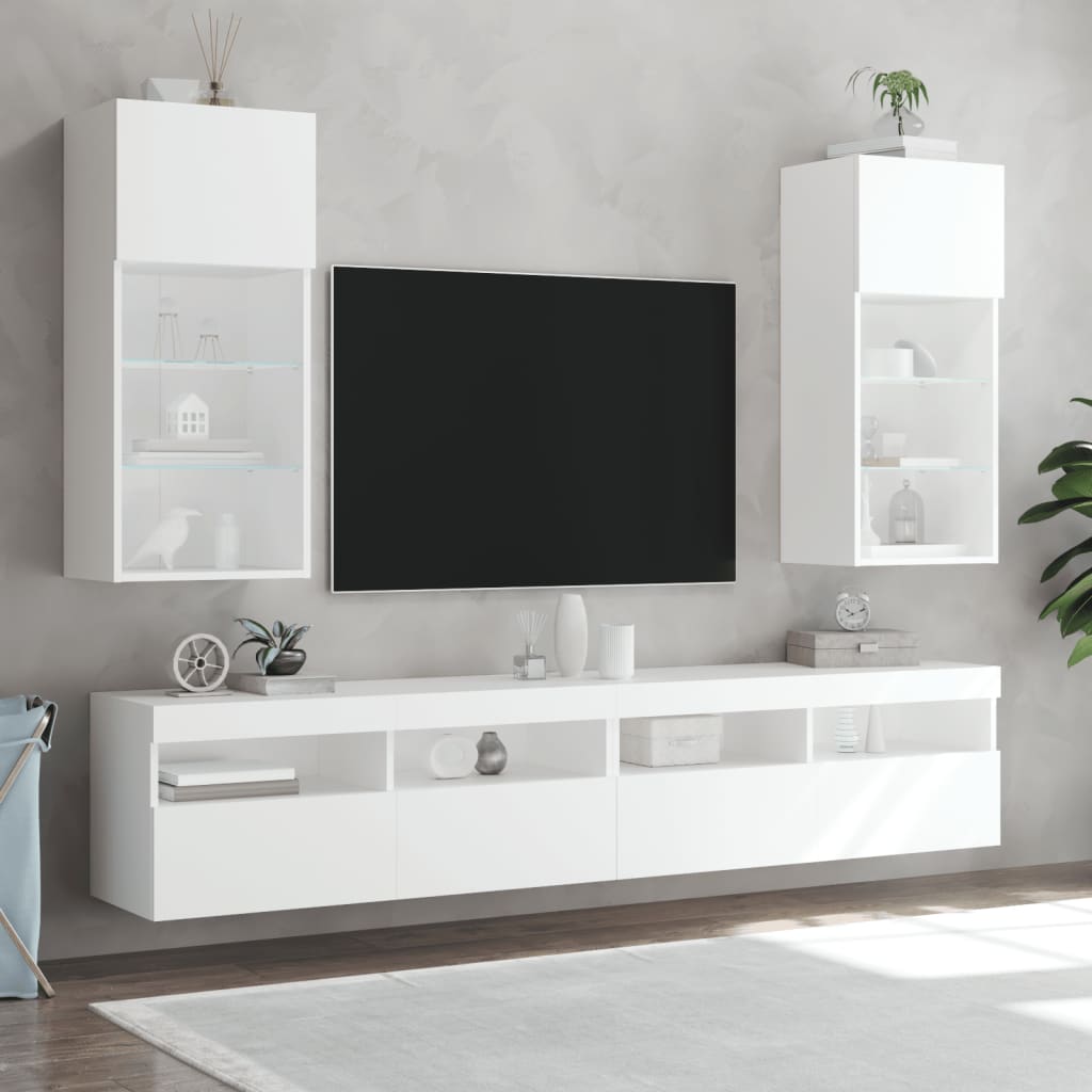 TV Cabinet with LED Lights 40.5x30x90 cm White