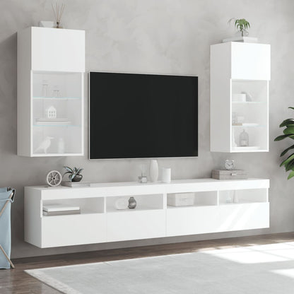 TV Cabinet with LED Lights 40.5x30x90 cm White