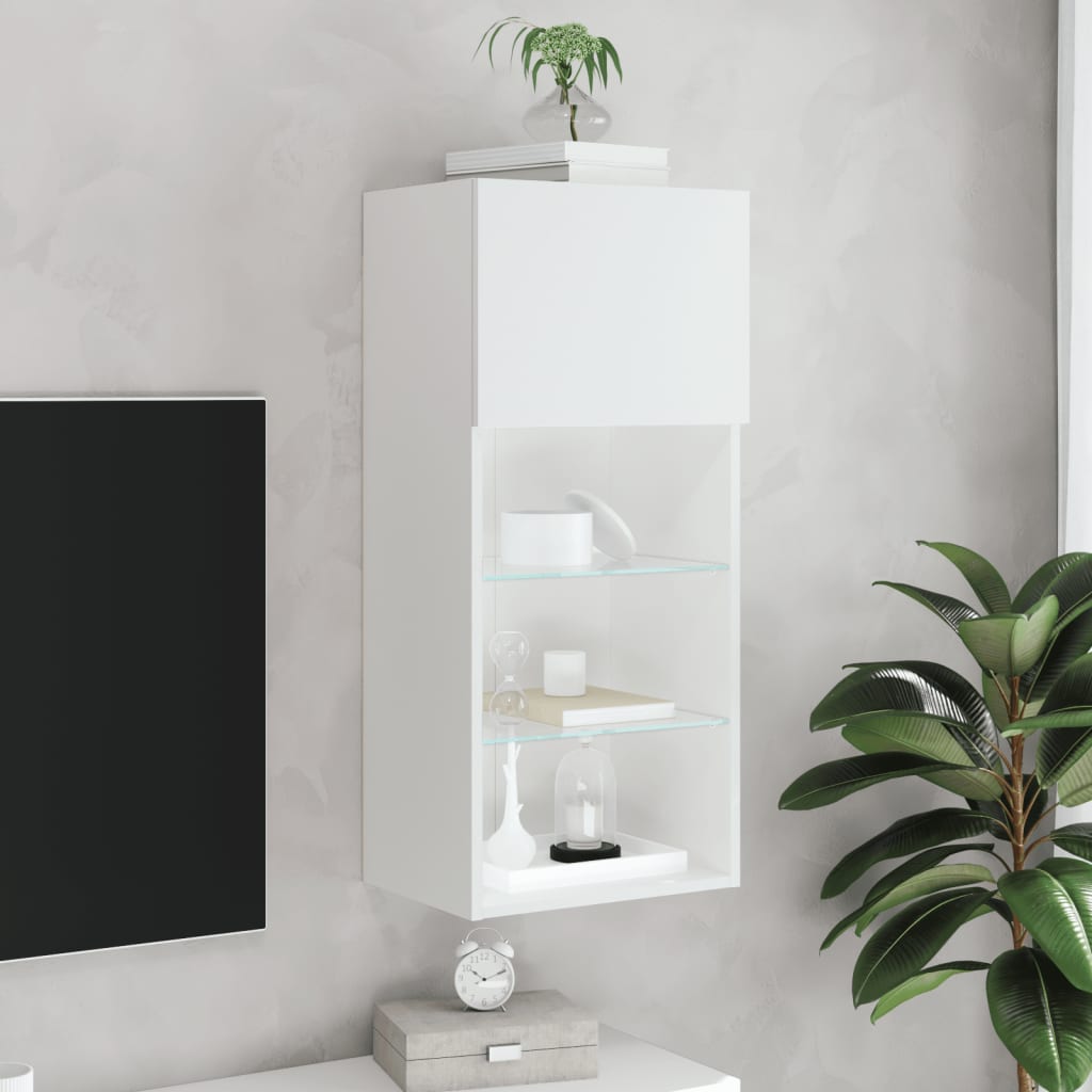TV Cabinet with LED Lights 40.5x30x90 cm White