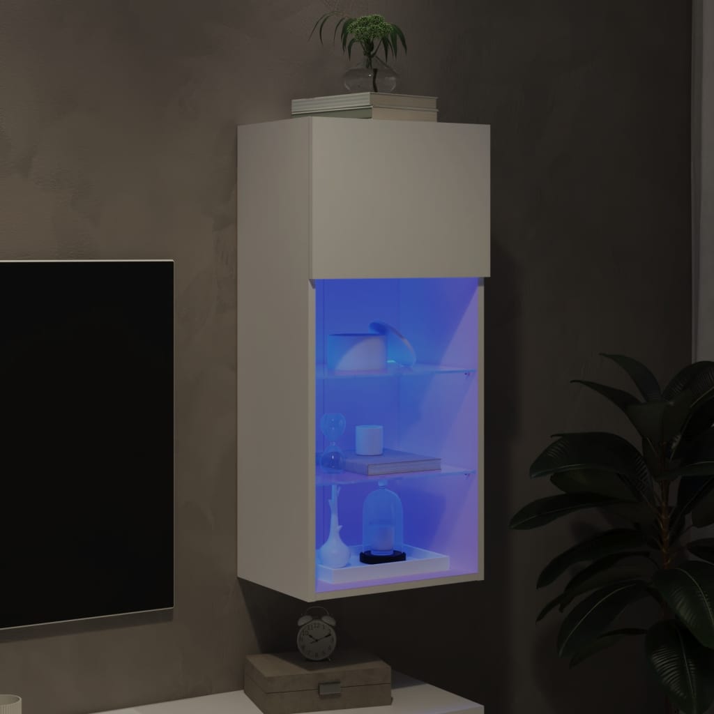 TV Cabinet with LED Lights 40.5x30x90 cm White