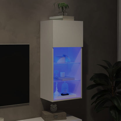 TV Cabinet with LED Lights 40.5x30x90 cm White