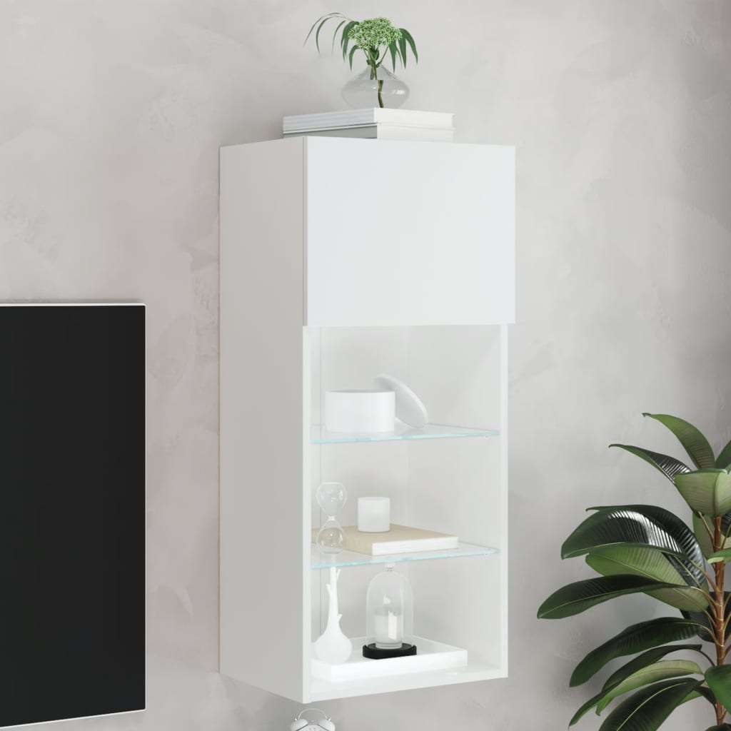TV Cabinet with LED Lights 40.5x30x90 cm White