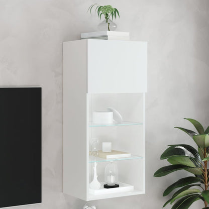 TV Cabinet with LED Lights 40.5x30x90 cm White