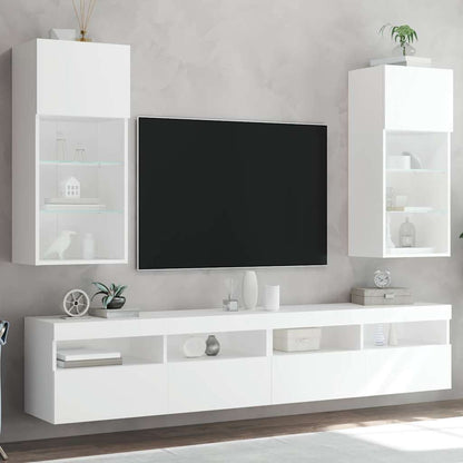 TV Cabinet Set with LED Lights 40.5x30x60 cm 2 pcs White