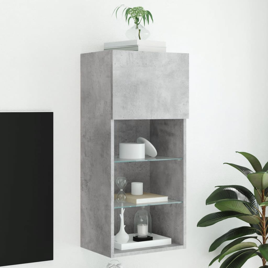 TV Cabinet with LED Lights 40.5x30x90 cm Concrete grey