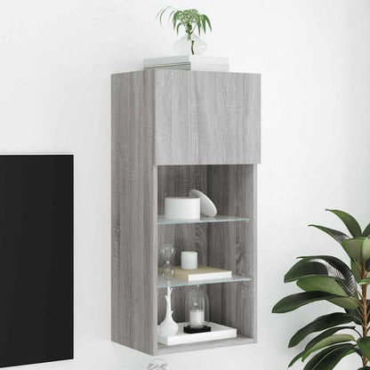 TV Cabinet with LED Lights 40.5x30x90 cm Grey sonoma