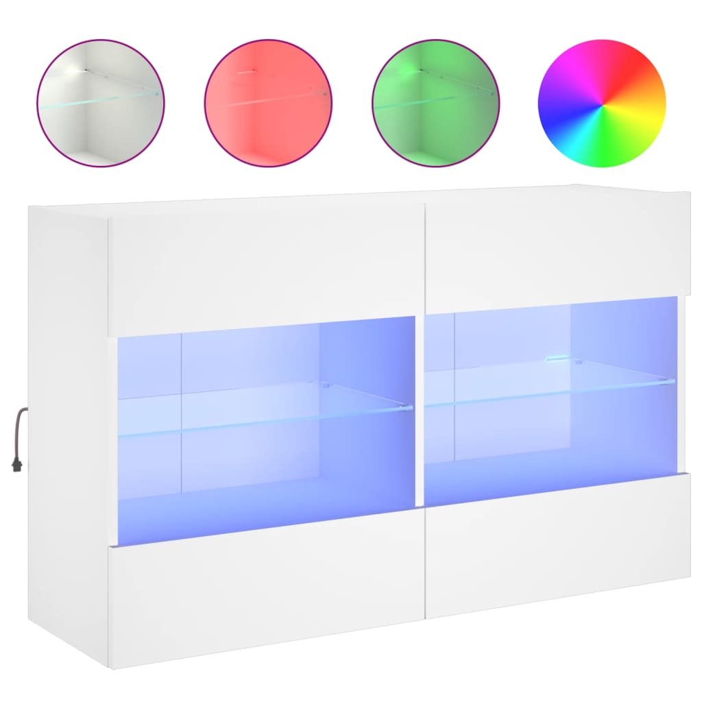 TV Wall Cabinet with LED Lights 98.5x30x60.5 cm White