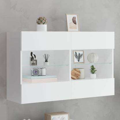 TV Wall Cabinet with LED Lights 98.5x30x60.5 cm White