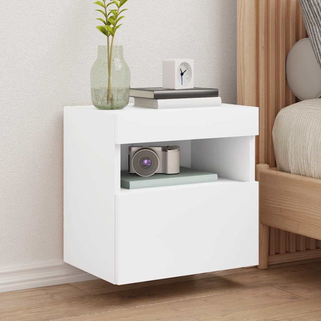 TV Wall Cabinets with LED Lights 40x30x40 cm 2 pcs White
